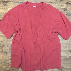 Free People Intimately Small Red Kimono Robe Muslin Gauze Layering Boho NO BELT